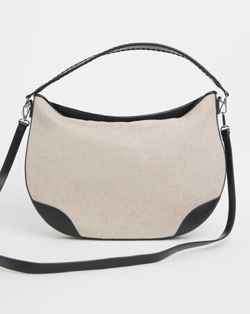 Canvas & PU Mix Shoulder Bag