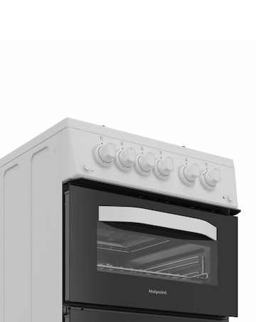 Hotpoint HDG5GCW 50cm Gas Double Cooker - White + installation
