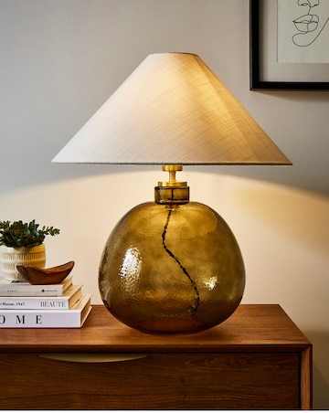 Large Green Glass Table Lamp