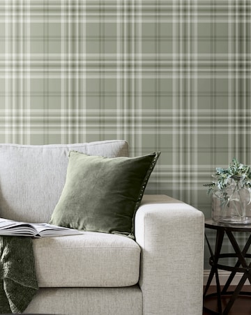 Catherine Lansfield Sage Kelso Check Wallpaper