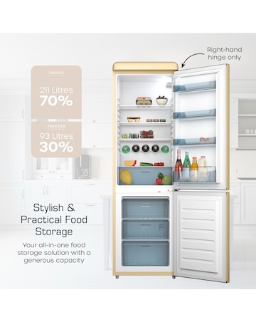 Swan SR11020CNE Retro 60/40 Fridge Freezer - Cream