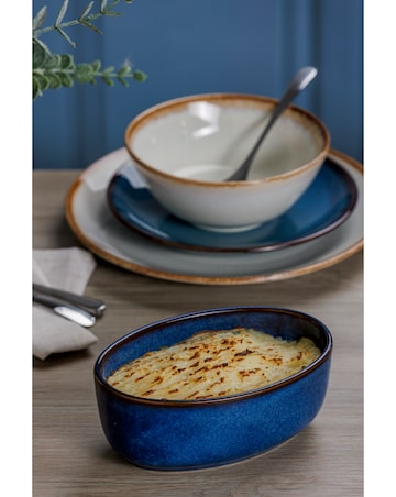 Mason Cash Reactive Glaze Blue Set of 2 Oval Oven Dishes