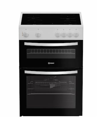 Indesit ITE6VMW 60cm Electric Twin Cooker with Ceramic Hob - White