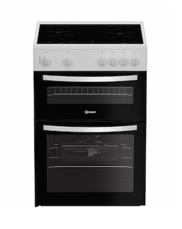 Indesit ITE6VMW 60cm Electric Twin Cooker with Ceramic Hob - White