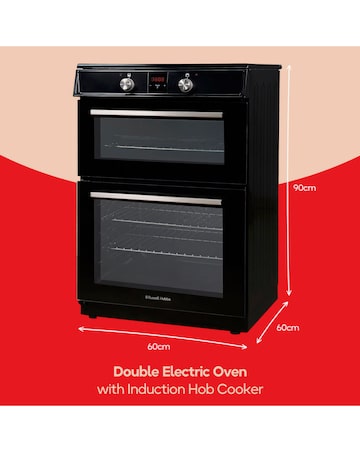 RUSSELL HOBBS 60CM Double Electric Cooker With Induction Hob - Black