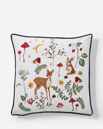 Woodland Animals Embroidered Cushion