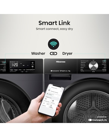 Hisense 3S Series DH3S902BB3 WiFi-enabled 9kg Heat Pump Tumble Dryer - Black