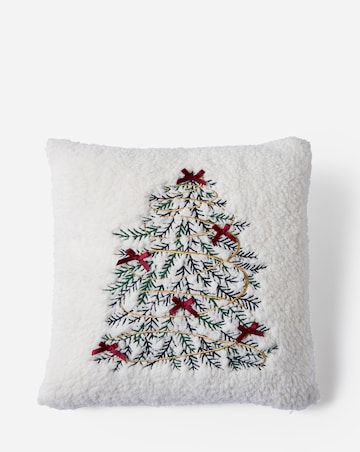 Christmas Tree and Embroidered Bows Cushion