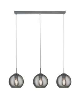 3 Light Chrome and Smoke Glass Ball Ceiling Bar Pendant