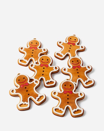 Set of 6 Gingerbread Hanging Christmas Tree Decorations