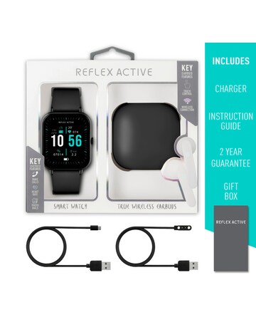 Reflex Active Series 17 Black Smart Watch and True Wireless Sound Earbud Set