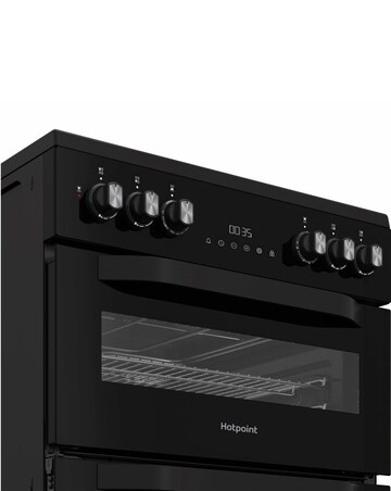 Hotpoint HDD6GDC2B1 60cm Dual Fuel Double Cooker with Glass Lid - Black
