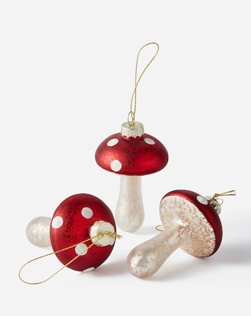 Mushroom Glass Baubles - Set of 6