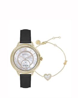 Radley Series 33 AMOLED Black Leather Strap Smart Watch and Bracelet Set