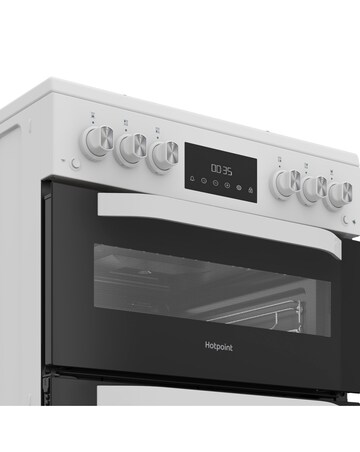 Hotpoint HDG6GDCW 60cm Gas Double Cooker with Glass Lid - White