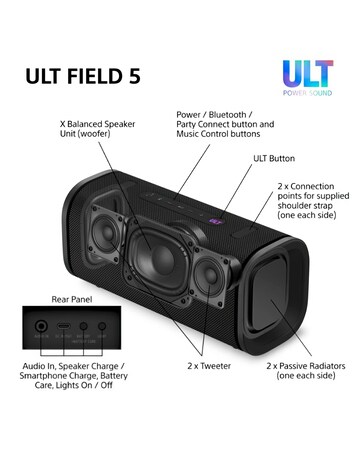 Sony ULT Field 5 Portable Wireless Speaker - Black