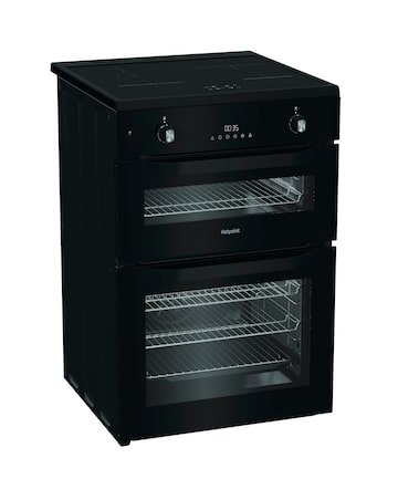 Hotpoint HDE6IDC2B1 60cm Electric Double Cooker with Induction Hob - Black