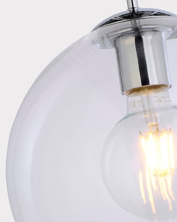 3 Light Chrome and Clear Glass Ball Ceiling Bar Pendant