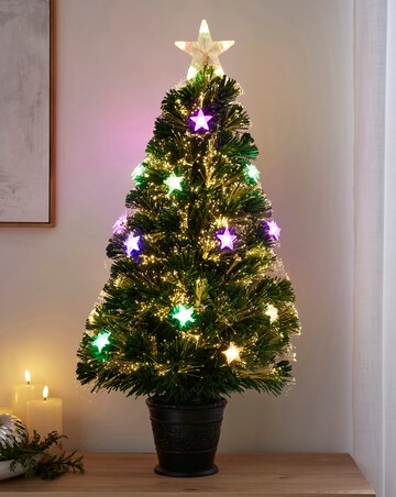 3ft Fibre Optic Christmas Tree with Stars