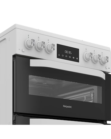 Hotpoint HTG6GDCW 60cm Gas Twin Cooker with Glass Lid - White