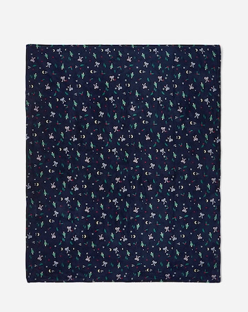 Festive Christmas Trees & Bow Fleece Throw