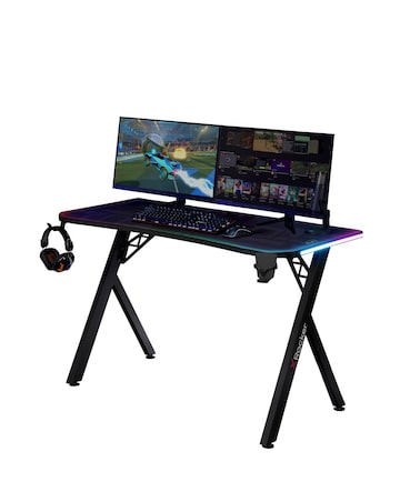 X Rocker Lumio XL Gaming Desk with LED Lighting - Carbon Black