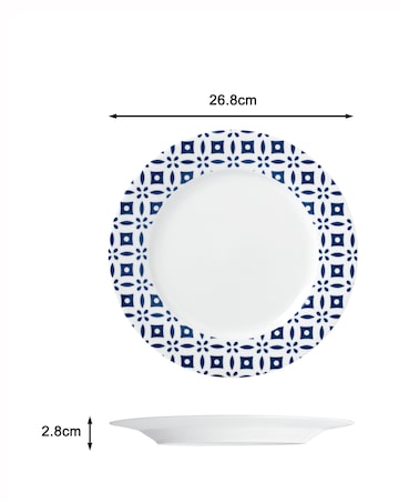 Waterside Blue Geo 16 Piece Dinner Set