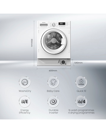 Hisense 3 Series WD3M841BWI Integrated 8/6kg Washer Dryer 1400rpm White