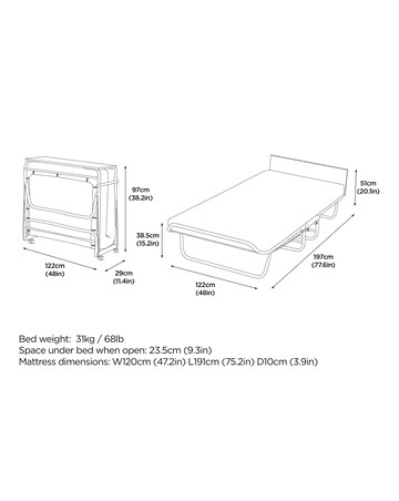 Jay-Be Supreme Automatic Folding Bed with e-Pocket Sprung Mattress Small Double