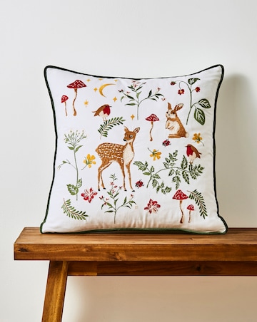 Woodland Animals Embroidered Cushion