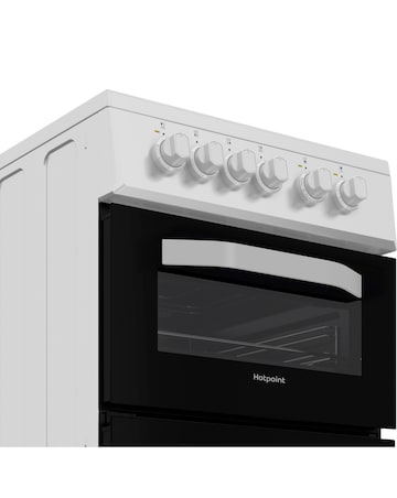Hotpoint HTE5VCW 50cm Electric Twin Cooker with Ceramic Hob - White