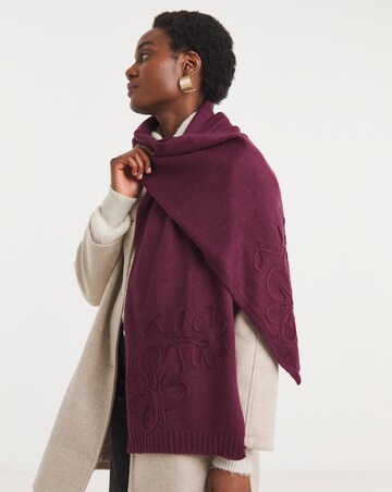 Floral Embroidered Knitted Scarf