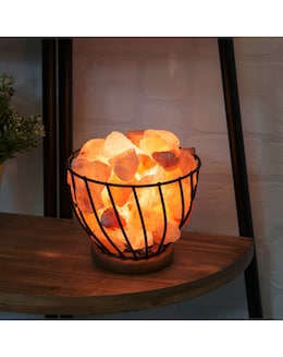 Serenity Himalayan Rock Salt Metal Basket Lamp