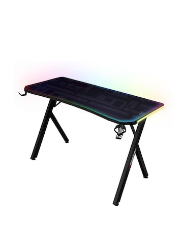 X Rocker Lumio Compact Gaming Desk with LED Lighting - Carbon Black