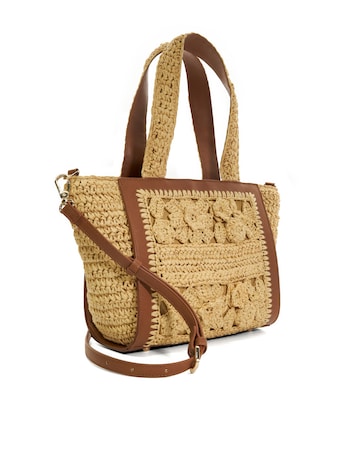 Dune Daisy Floral Raffia Tote Bag