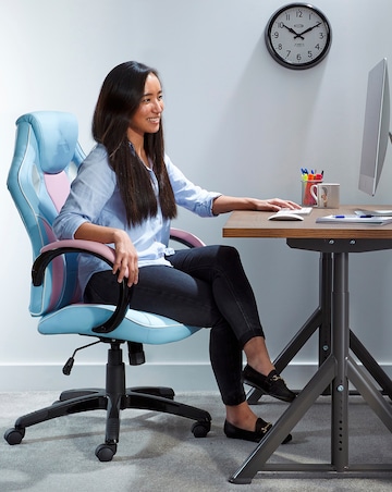 X Rocker Maverick Ergonomic PC Office Gaming Chair - Bubblegum Blue/Pink