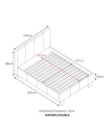 Hayden Faux Leather Bed Frame with 3 Layer Memory Foam Hybrid Mattress