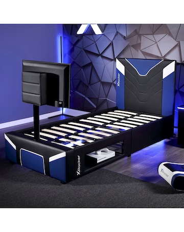 X Rocker Single Cerberus Twist TV Bed - Blue
