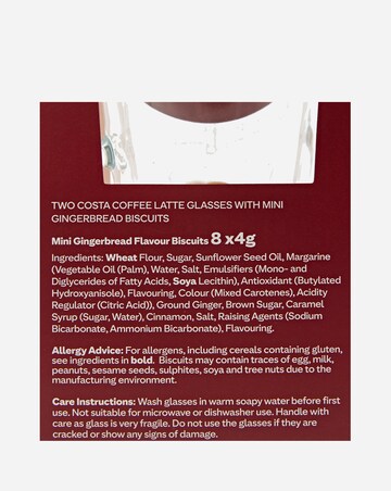 Costa Latte Glass Gift Set with Mini Gingerbread Biscuits