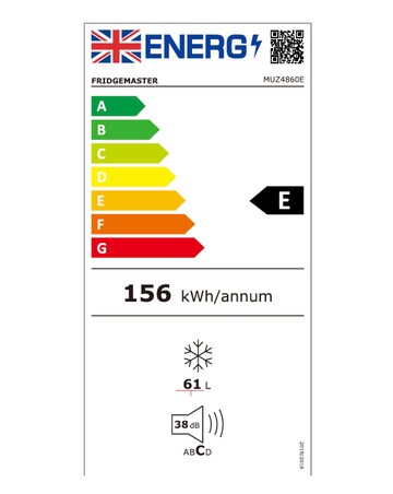 Fridgemaster MUZ4860E Under Counter Freezer - White E Rated 85 CM