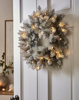 Grey Glitter Pre-Lit Wreath