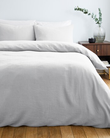 Cotton Crinkle Muslin Duvet Set - White