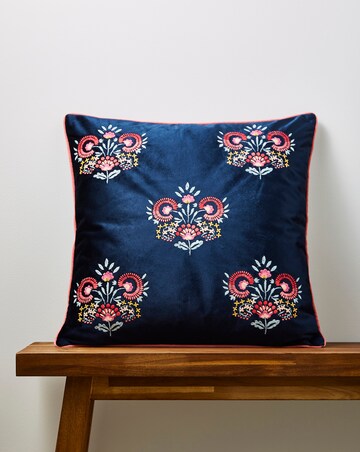 Millie Embroidered Floral Velvet Cushion
