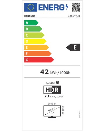 Hisense 43in 43A6NTUK Smart 4K UHD HDR LED TV with Amazon Alexa