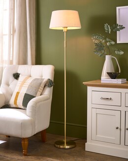Julipa Gold Brass & Linen Shade Floor Lamp