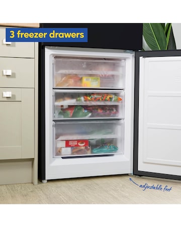 Russell Hobbs RH186FFF60B Frost Free Fridge Freezer - Black- E Rated 186 CM