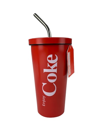 Coca-Cola Stainless Steel Travel Mug with Straw