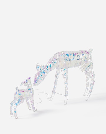 Iridescent Light Up Reindeer Decoration Set - Indoor Outdoor Use