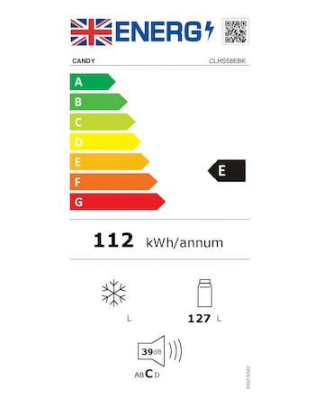Candy CLHS58EBK Under Counter 55cm Fridge - Black