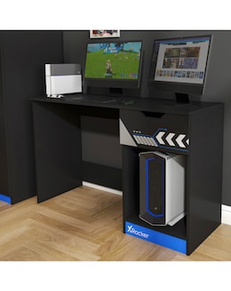 Octane Gaming Desk with Drawer Blue